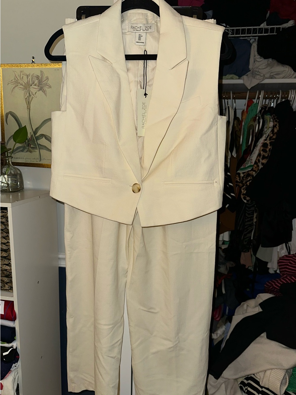 Rachel Zoe Ivory Sleeveless Blazer and Trouser Set